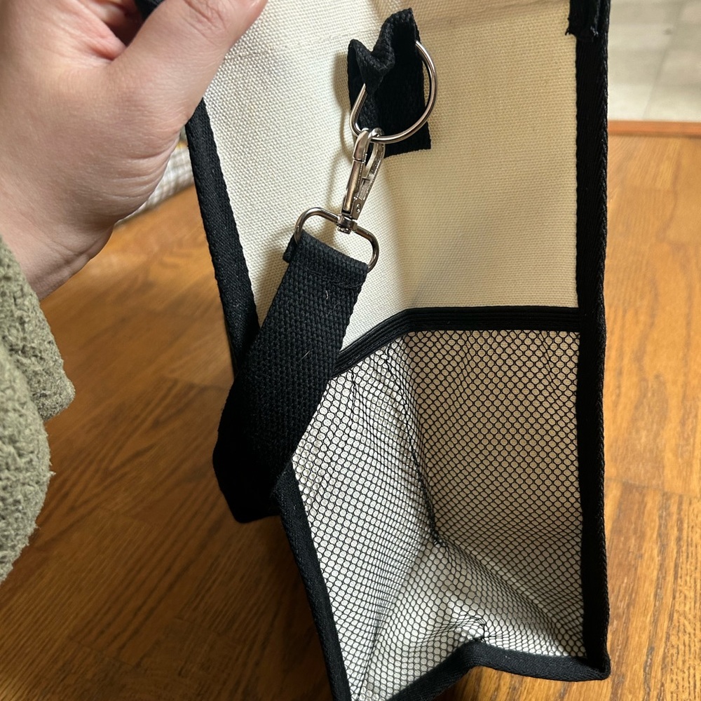 Black and White Canvas Tote Bag with removable shoulder strap - Picture 3 of 6